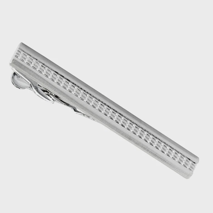 Sophos Patterned Centre Tie Bar - Brushed Silver Finish