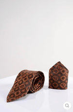 MARC DARCY Bubbles Print Tie & Pocket Square Set - Orange