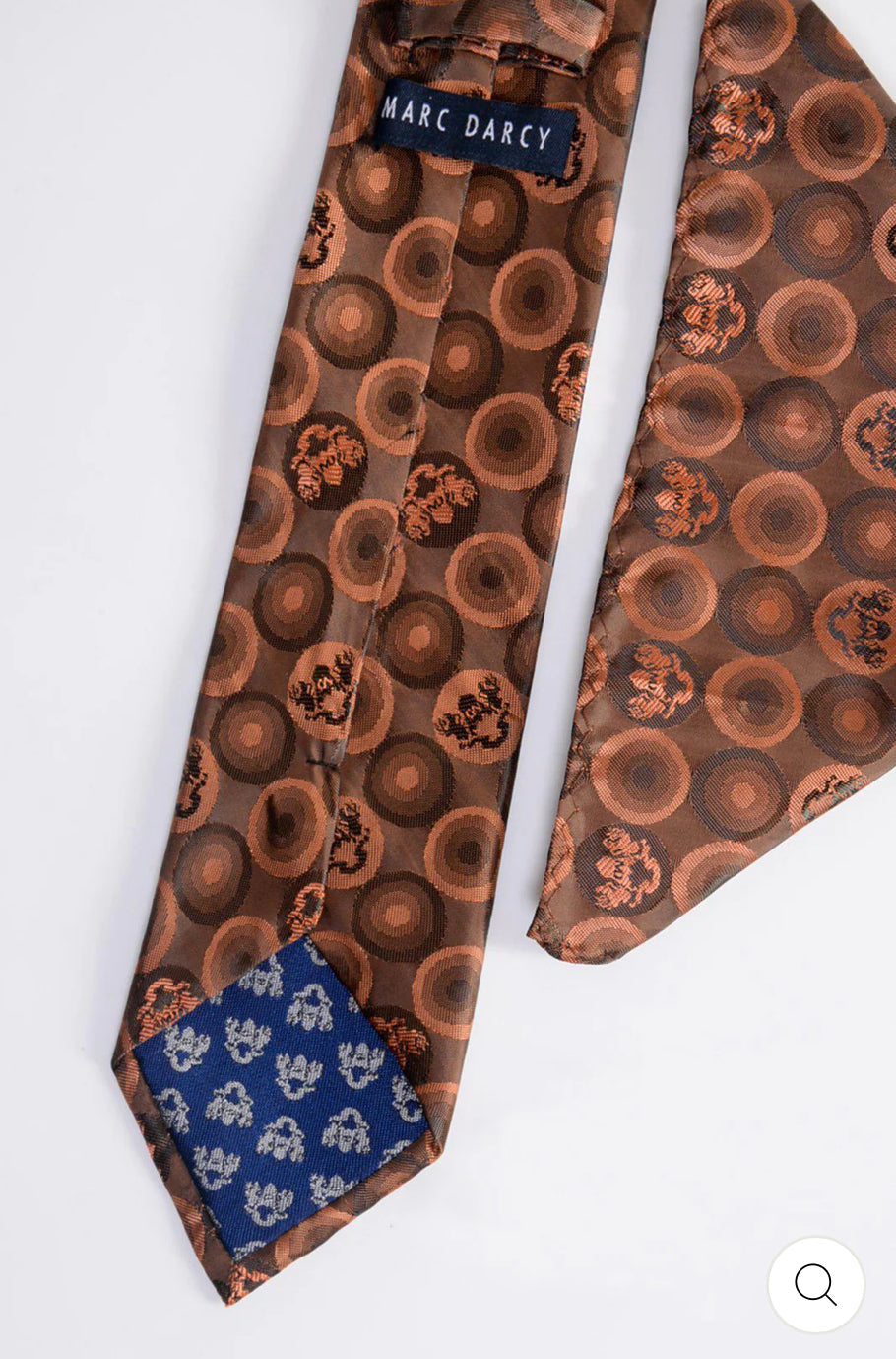 MARC DARCY Bubbles Print Tie & Pocket Square Set - Orange