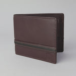 Sophos RFID Pebble Grain Stripe Leather Wallet - Brown