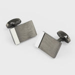 Sophos Rectangle Cufflink - Brushed Gunmetal Silver Edge